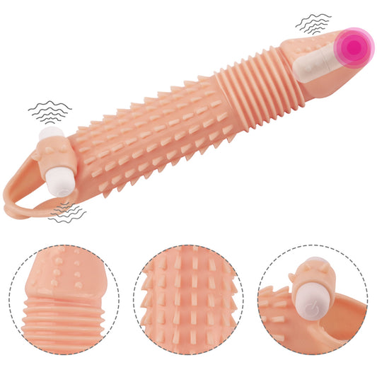 Huge Penis Extender Sleeve Triangle Texture Vibrator Realistic Texture