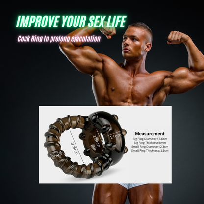 Silicone Dual Lock Cock Ring Penis Enhancer Prolong Erection