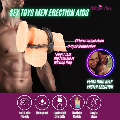 Silicone Dual Lock Cock Ring Penis Enhancer Prolong Erection