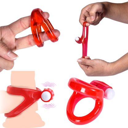 Silicone Vibe Dual Lock Cock Ring Penis Vibration Enhancer Prolong Erection