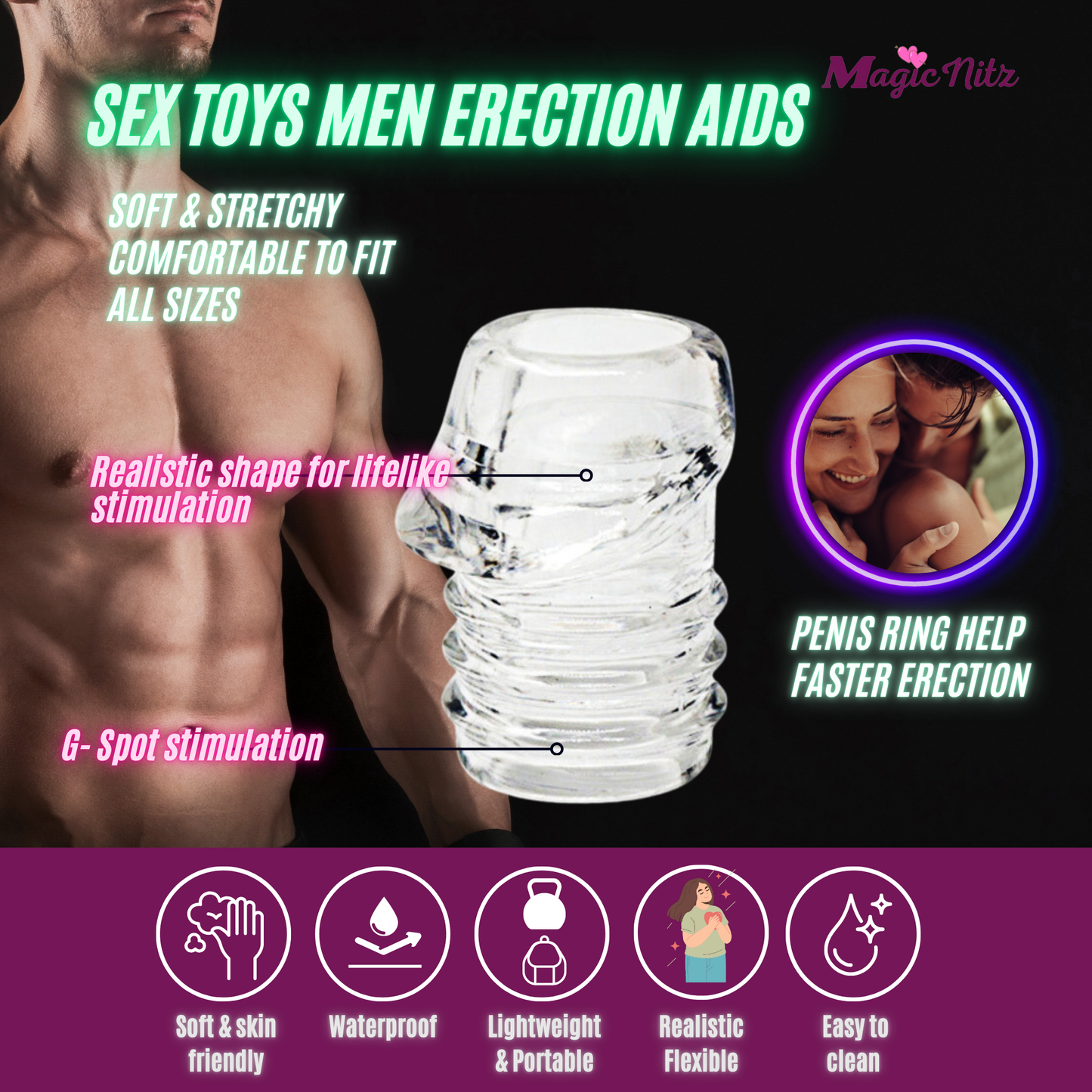 Time Delay Circumcision Prepuce Blocking Ring Sleeve Penis Enhancer Prolong Erection