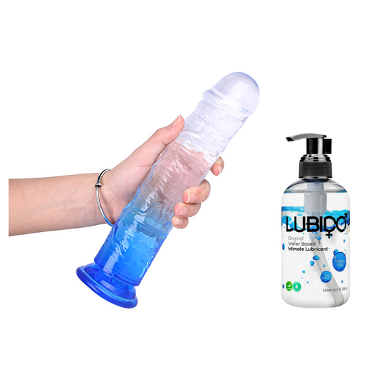 Blue Realistic Suction Base Penis Dildo 7inch/8.46inch with 250ml Lube