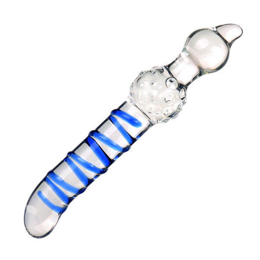Blue Wave Sex Anal Plug G-Spot Clear Glass Dildo