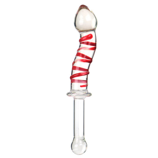 Curve Red Wave Anal Butt Plug G-Spot Clear Glass Dildo