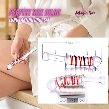 Curve Red Wave Anal Butt Plug G-Spot Clear Glass Dildo