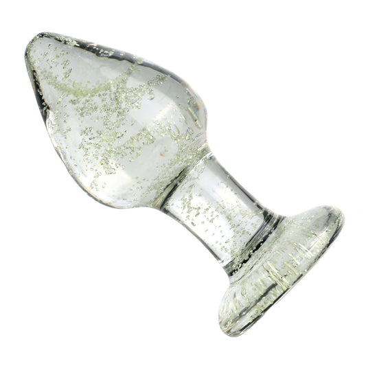Shimmering Sparks Glow In The Dark Anal Butt Plug Clear Glass Dildo