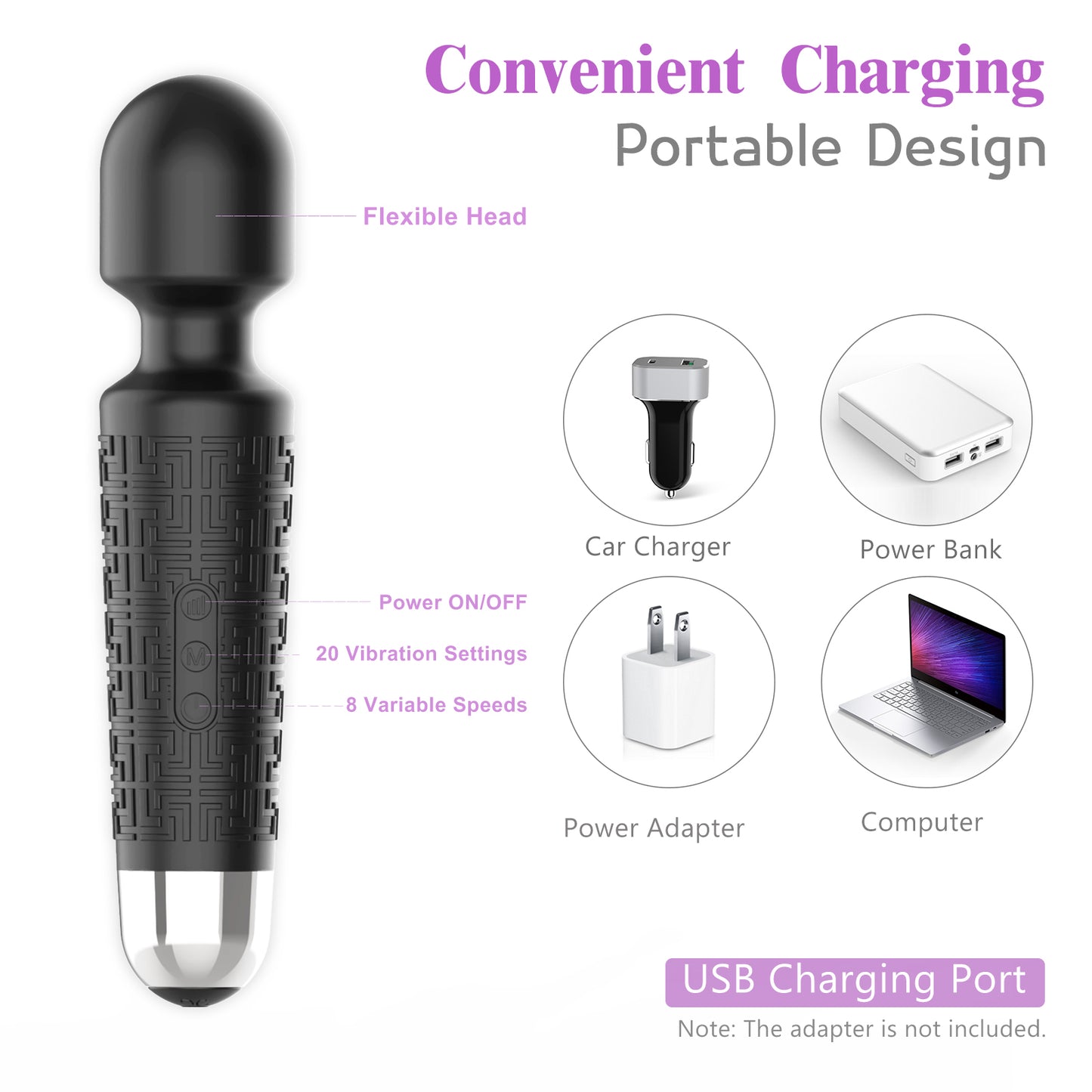 Melo Adult Multi Speed G-Spot Stimulator Handheld Massager Wand Vibrator