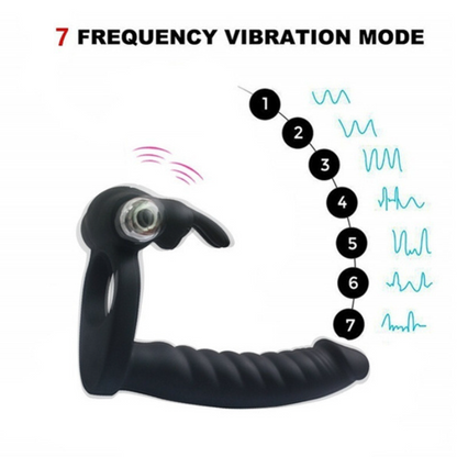 Double Fun Rabbit Vibrator Triple Function Cock Ring 6 Inch Realistic Dildo