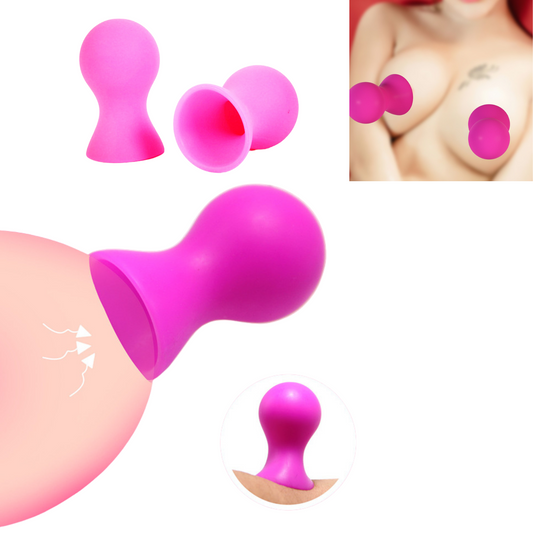 Pair of Nipple Suckers Enlargement Corrector Soft Silicone in Purple