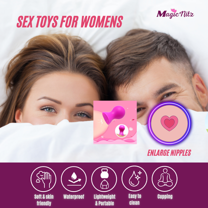 Pair of Nipple Suckers Enlargement Corrector Soft Silicone in Purple
