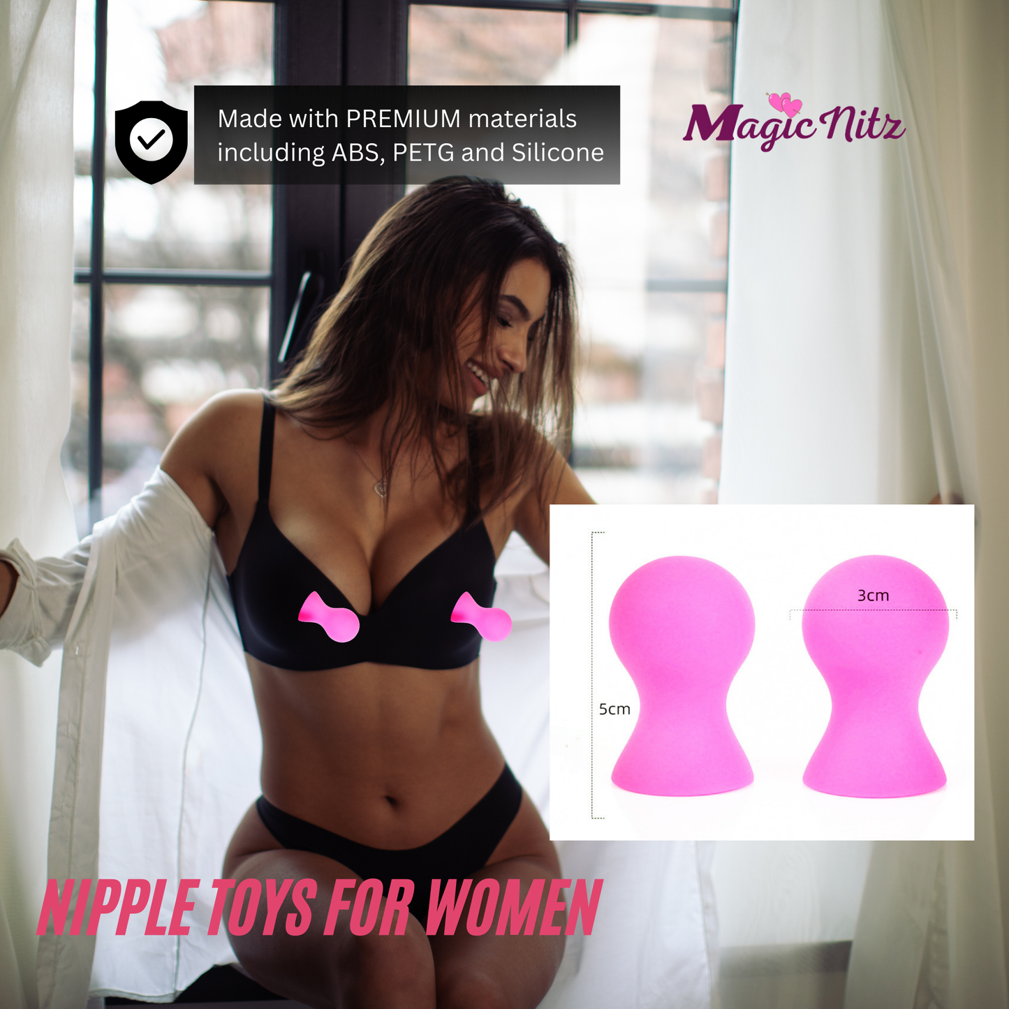 Pair of Nipple Suckers Enlargement Corrector Soft Silicone in Purple
