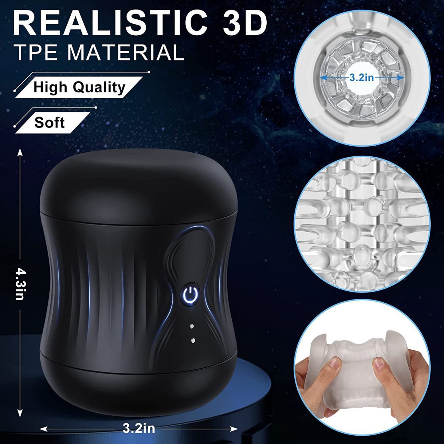 10 Vibration Mode Double and Open-ended Male Masturbator