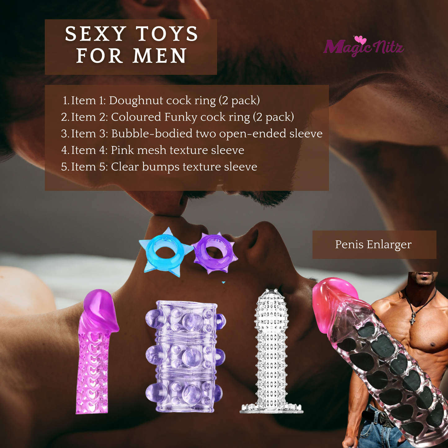 7pcs Cock Rings and Sleeves Set