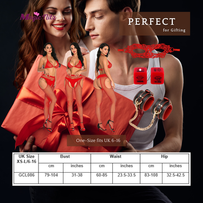 4-Pcs Red Hot Temptation Bondage Kit Set Game Couple Sex