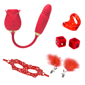 Valentines Sex Toy Flaming Rose Flower Bundle 5pcs Set