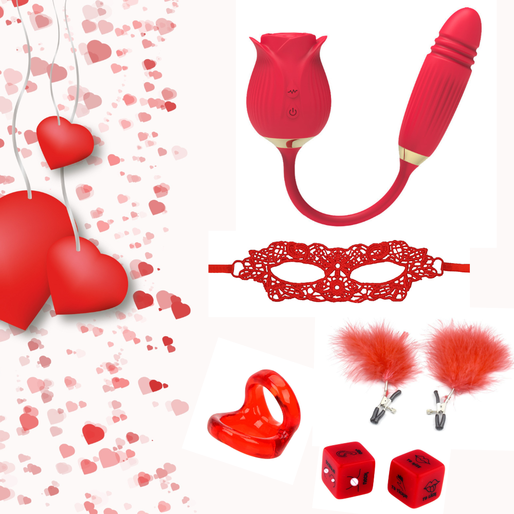 Valentines Sex Toy Flaming Rose Flower Bundle 5pcs Set