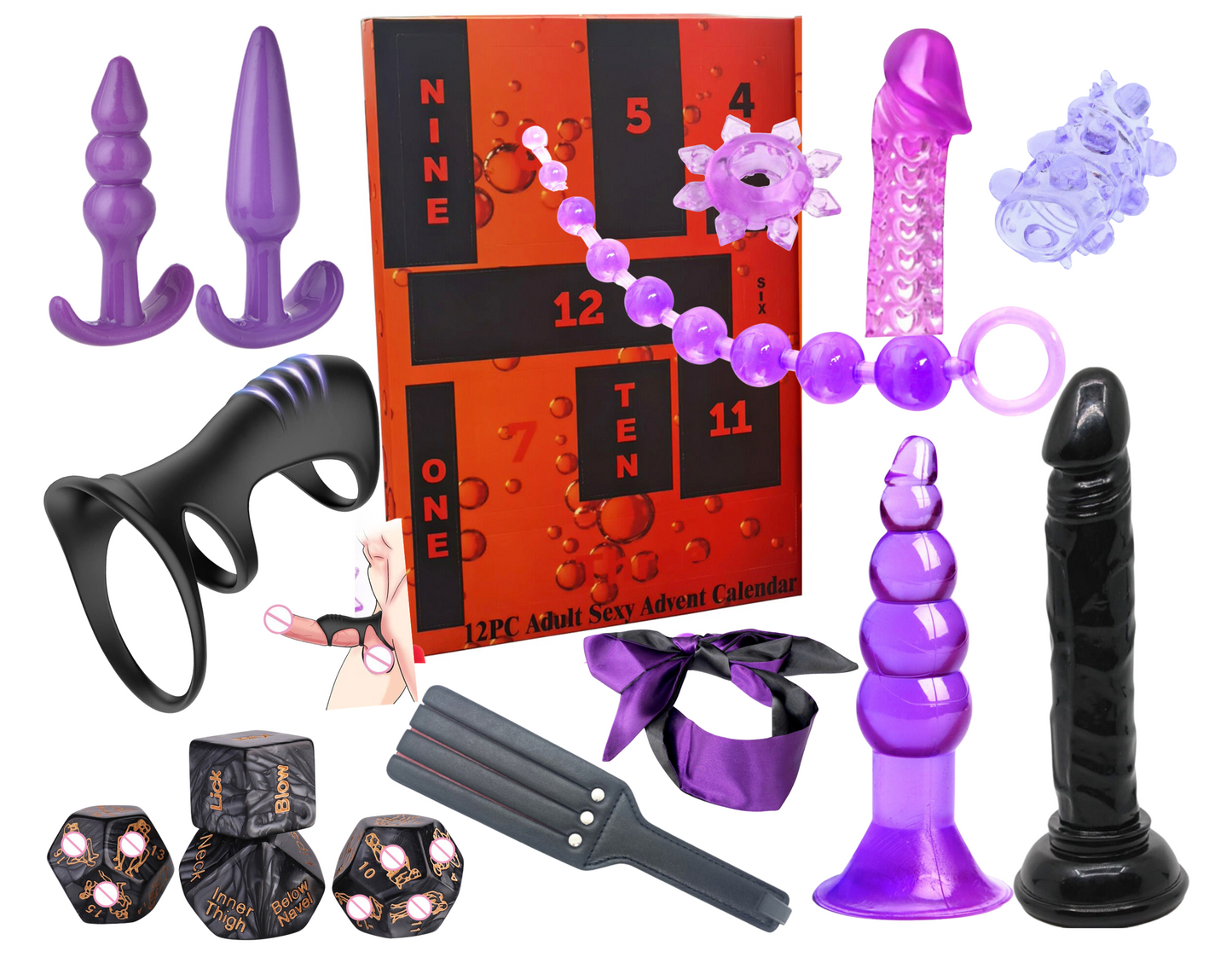 12-Piece Christmas Countdown Advent Calendar Bundle – Ultimate Pleasure Kit for Couples&Singles Singles