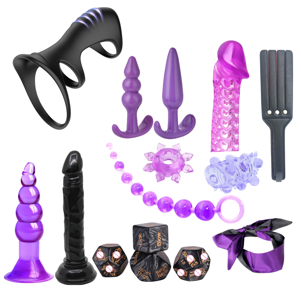 15-Piece BDSM Bondage & Couples Play Set - Premium Silicone Adult Toy Kit for Men & Women