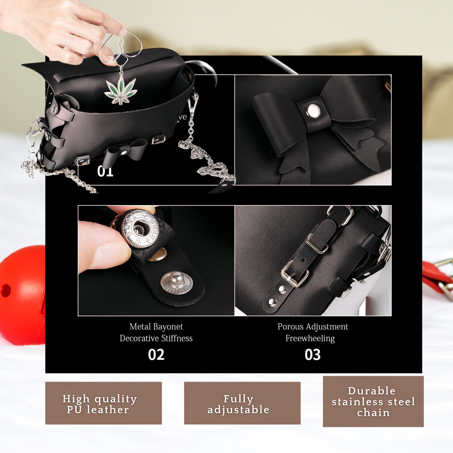 Valentine's Day Intimate Pleasure Bundle-Lipstick Vibrator, Bondaged inspired Cross bag, Mini Pen Key Ring