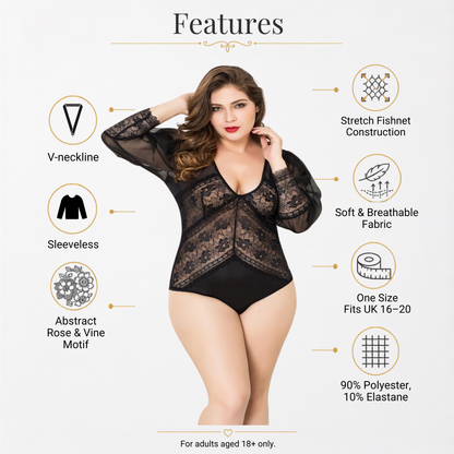 Black Lace Long Sleeve Body PLUS SIZE