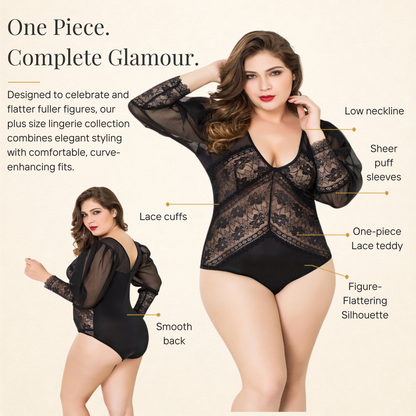 Black Lace Long Sleeve Body PLUS SIZE