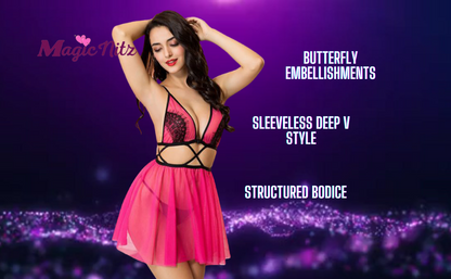 Sexy Open Waist Pink Baby Doll and G-String Set