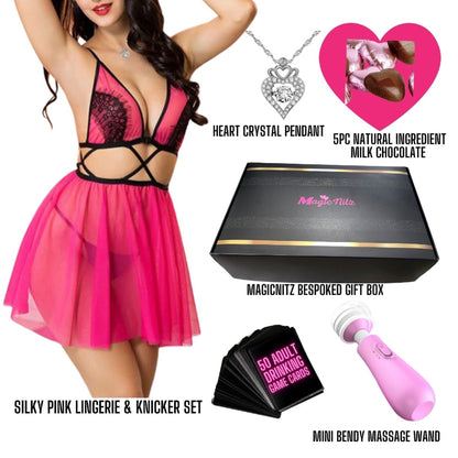 Adult Lingerie Sexy Toy Game Card Jewellery with Chocolates 10pc Bundle Set