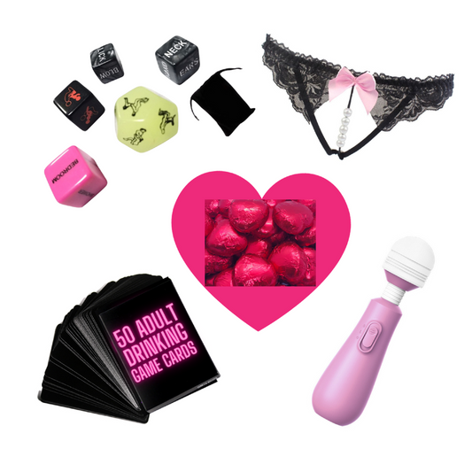 12PC Adult Bundle Sexy Lace Crotchless Knicker, Vibrator And Dice & Chocolates Set