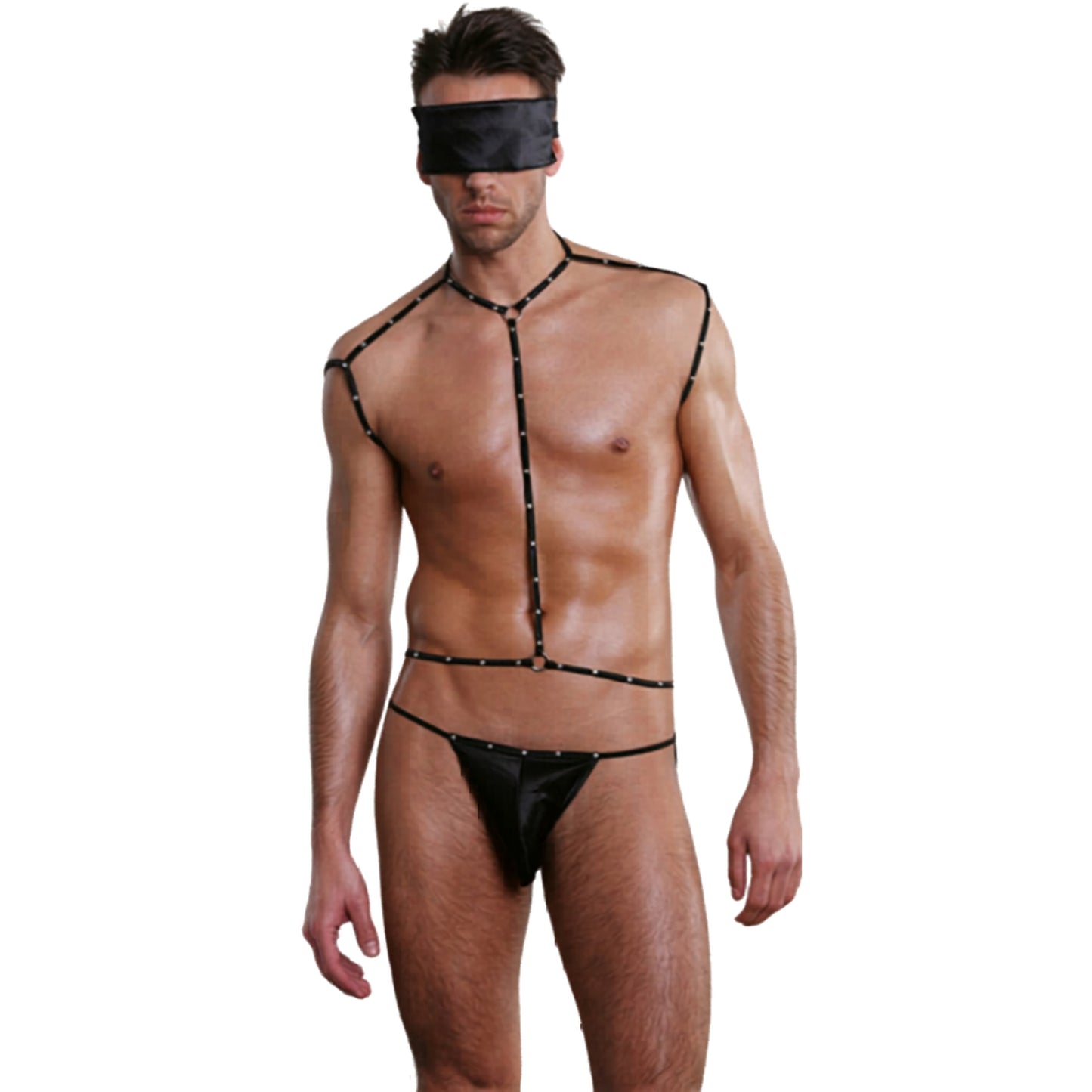 Men Black Fantasy Costume Outfit 3pcs Set