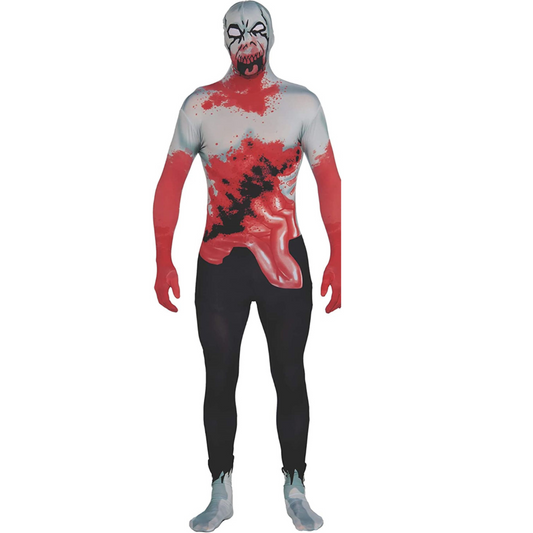 Halloween Fancy Dress Adult Full-body Costume Zombie 2nd Skin Stretch Green Jump Suit