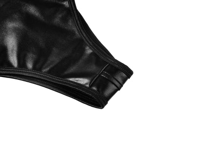 Sexy Wetlook Women's Police Costume 2 Pcs Bodysuit with Hat Set