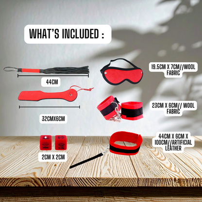 Red Sensual Role Play Foreplay Bondage & Play Kit