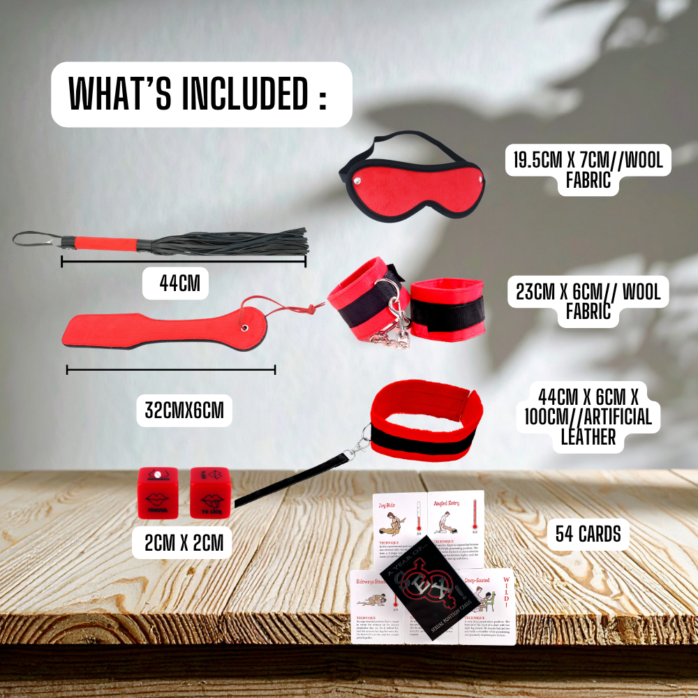 Red Sensual Role Play Foreplay Bondage & Play Kit