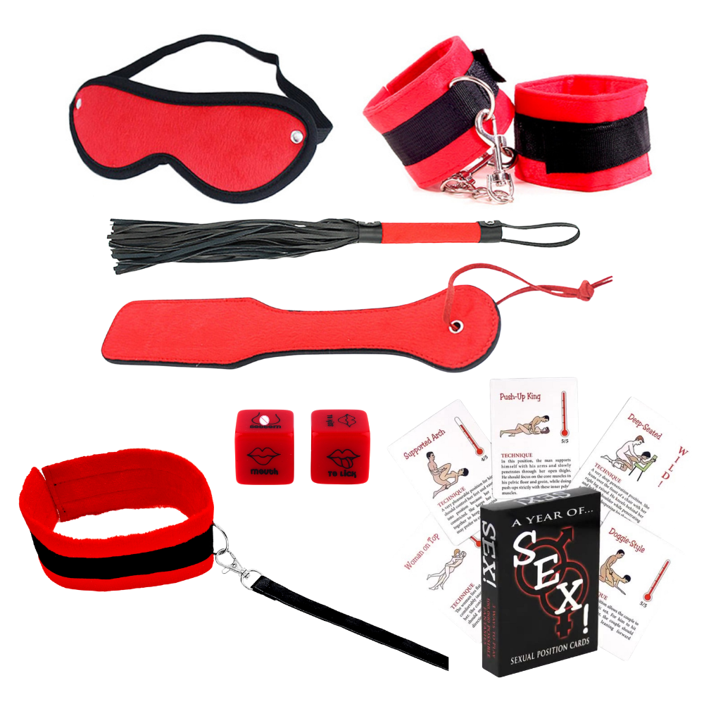 Red Sensual Role Play Foreplay Bondage & Play Kit