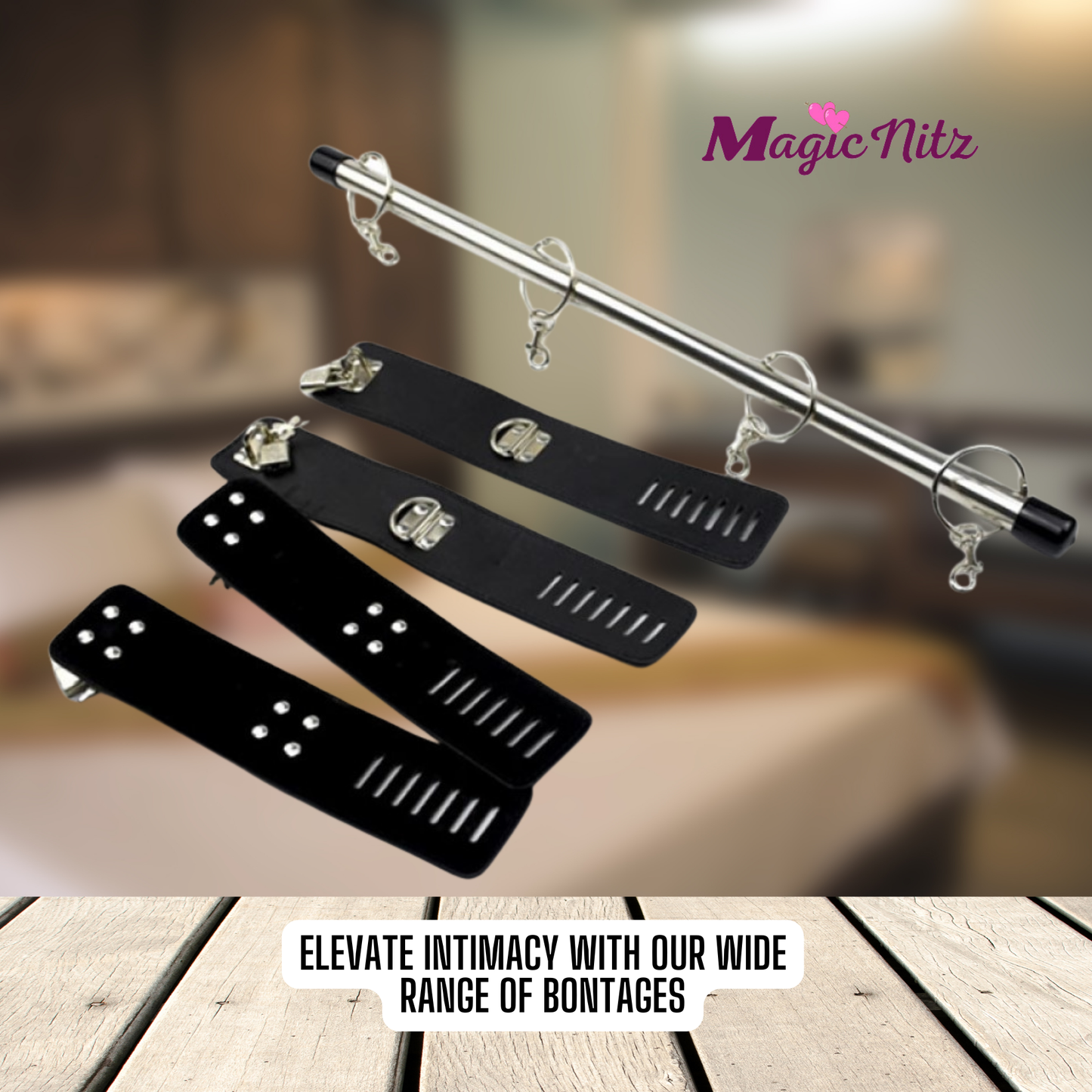Luxury Restraint Bondage Set With Bar, Ankle Cuffs and Handcuffs