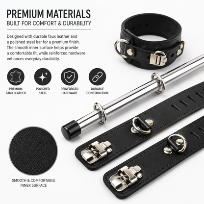Luxury Restraint Bondage Set With Bar, Ankle Cuffs and Handcuffs