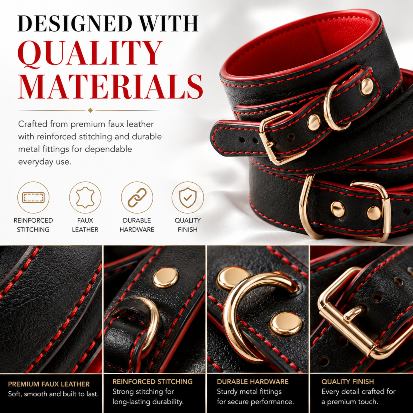 Bondage Boutique Faux Leather Wrist Cuffs