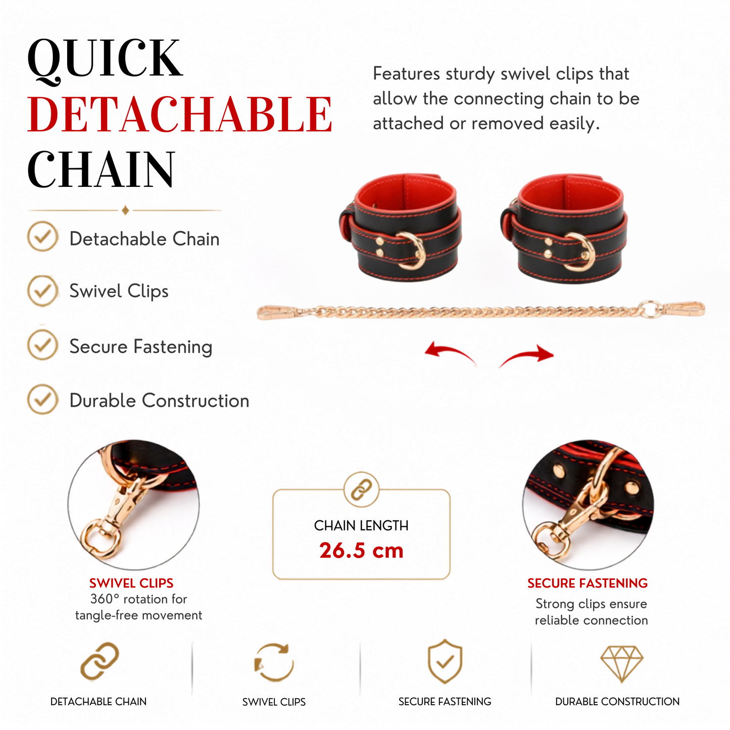 Bondage Boutique Faux Leather Wrist Cuffs