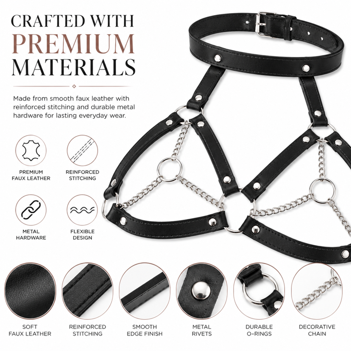 Durable Soft and Flexible Sexy Adjustable Chest Belt Harness