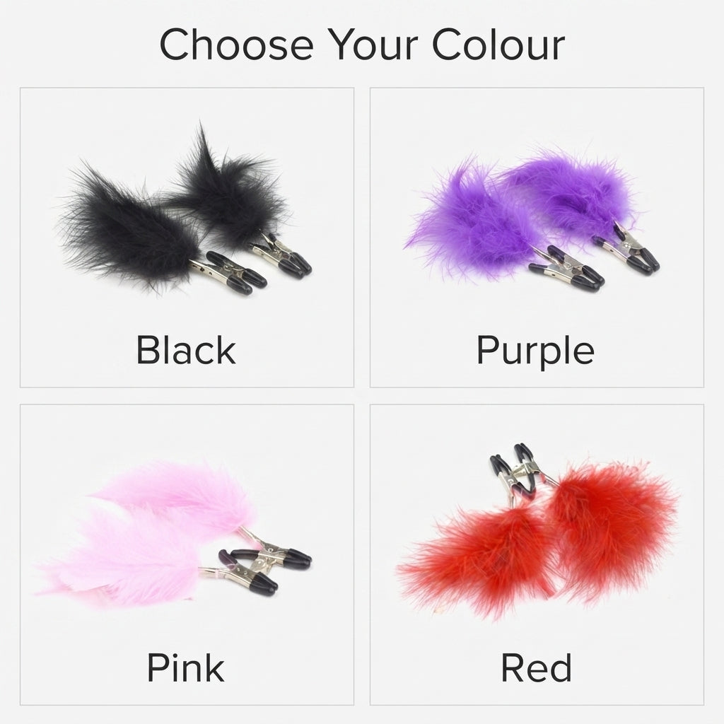 Breast Simulation Clothes Pegs with Feather Nipple Clamp Clips