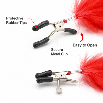 Breast Simulation Clothes Pegs with Feather Nipple Clamp Clips