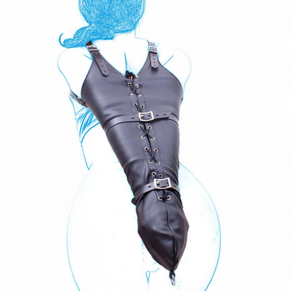 4-Piece Black  Faux Leather Bondage Set