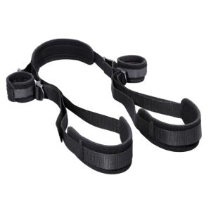 Erotic Sex Toys Nylon BDSM Open Leg Bondage Harness With Handcuffs Wrist to Thigh Restraints