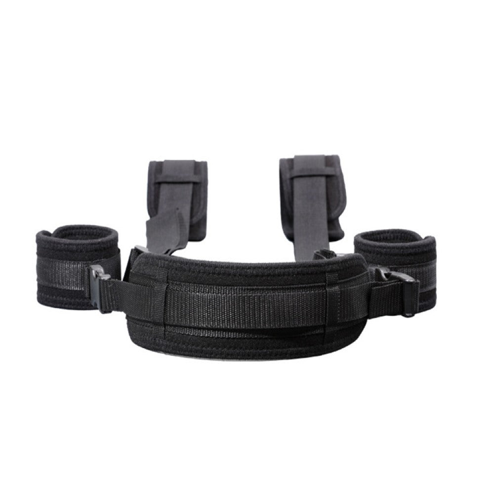 Erotic Sex Toys Nylon BDSM Open Leg Bondage Harness With Handcuffs Wrist to Thigh Restraints