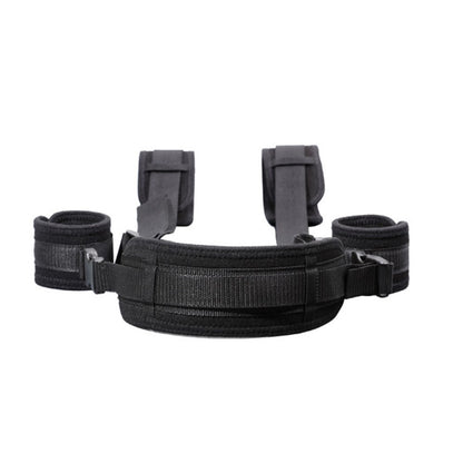 Erotic Sex Toys Nylon BDSM Open Leg Bondage Harness With Handcuffs Wrist to Thigh Restraints