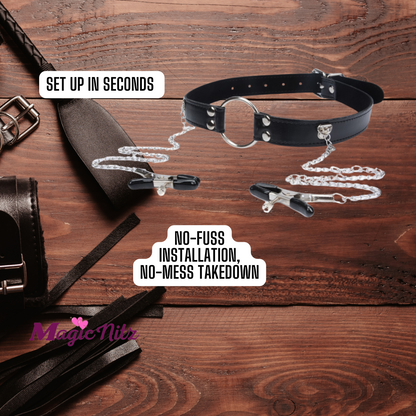 Erotic Bondage Open Mouth Gag With Nipple Clamps For Adult Sex Games Restraints