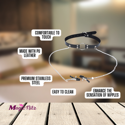 Erotic Bondage Open Mouth Gag With Nipple Clamps For Adult Sex Games Restraints