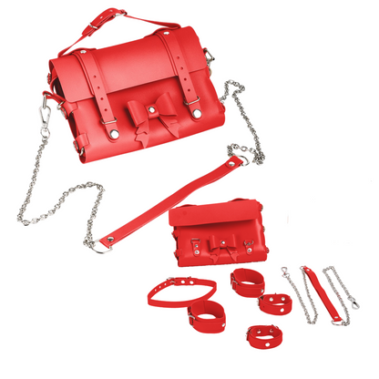 Bondage Transform Set Crossbody Shoulder Bag Detachable Handcuffs Ankle Straps Collar Body Restraint