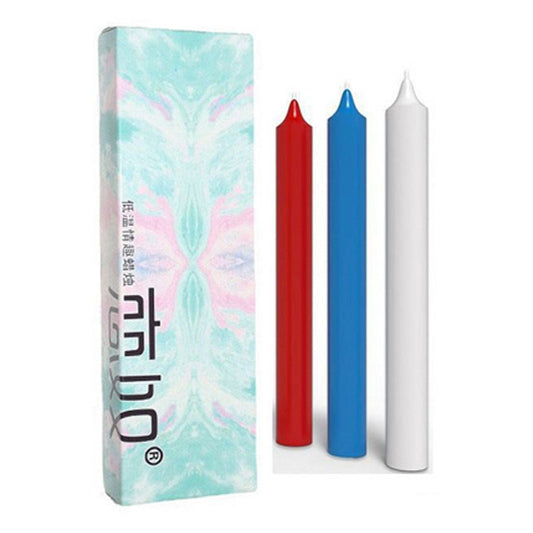 Sensual Low Temperature Candle Set, Red White Blue for Romantic Couples Play 3pcs