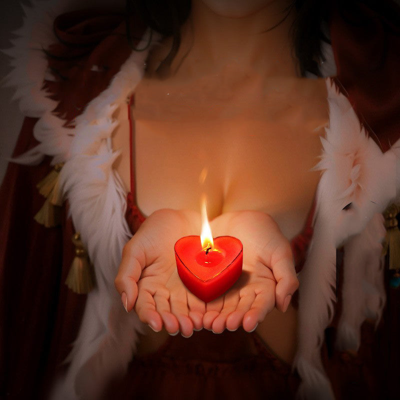 Red Heart Sensual Low Temperature Candle Set for Romantic Couples Play 5pcs